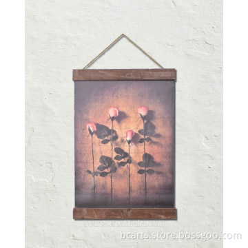 Vintage Wood wll art string wall canvas hanging ,flower printing on canvas